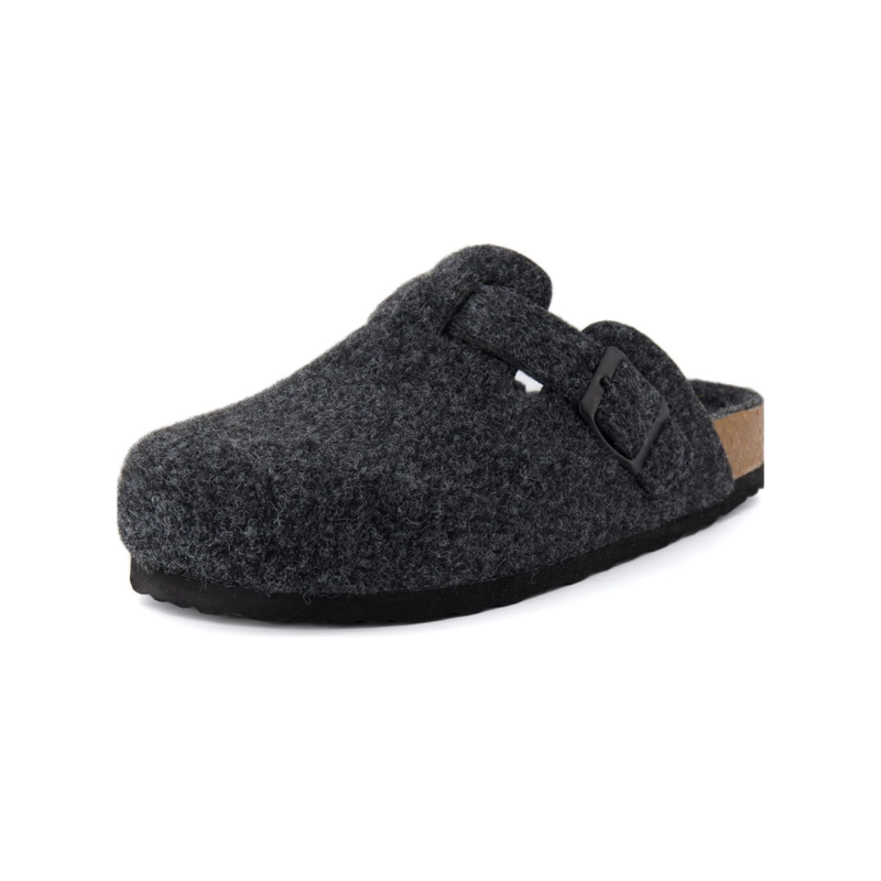 Yeluno Comfort Clogs with Cork Footbed & Memory Foam | Charcoal Wool