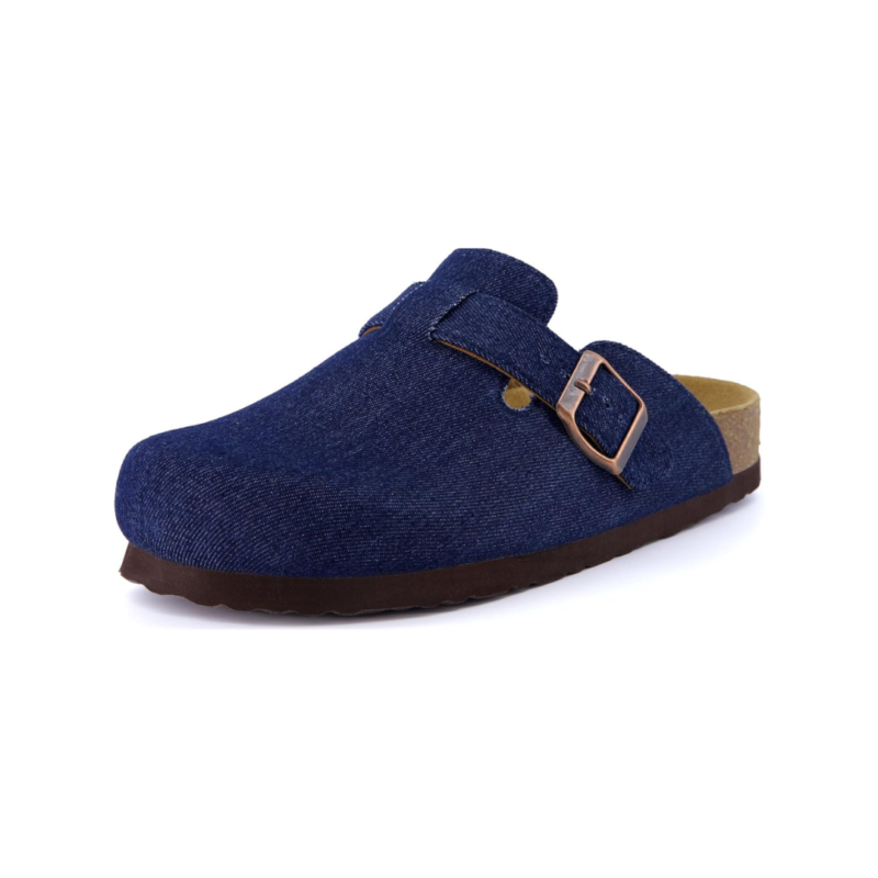 Yeluno Comfort Clogs with Cork Footbed & Memory Foam | Dark Denim