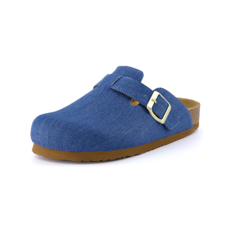 Yeluno Comfort Clogs with Cork Footbed & Memory Foam | Light Denim