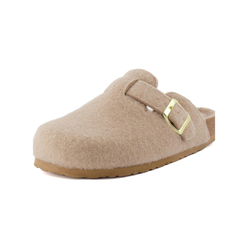 Yeluno Comfort Clogs with Cork Footbed & Memory Foam | Sand Wool