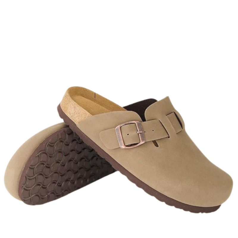 Yeluno Comfort Clogs with Cork Footbed & Memory Foam | Brown - Image 4