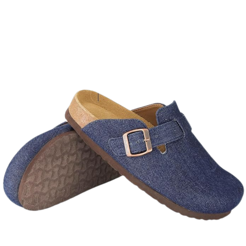 Yeluno Comfort Clogs with Cork Footbed & Memory Foam | Dark Denim - Image 2