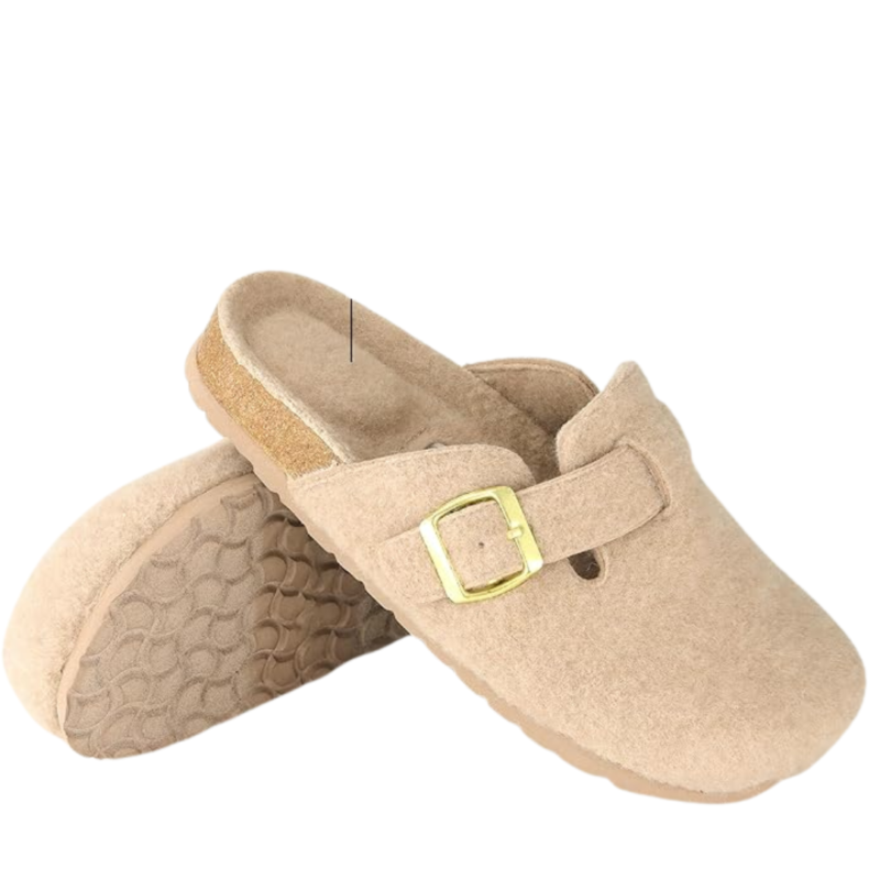 Yeluno Comfort Clogs with Cork Footbed & Memory Foam | Sand Wool - Image 2