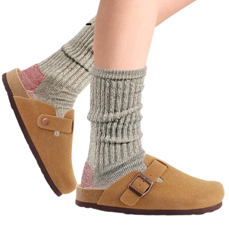 Yeluno Comfort Clogs with Cork Footbed & Memory Foam | Tan Vegan Suede - Image 3