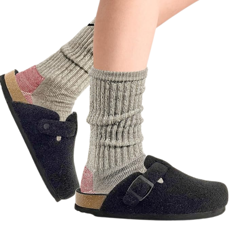 Yeluno Comfort Clogs with Cork Footbed & Memory Foam | Black Wool - Image 3