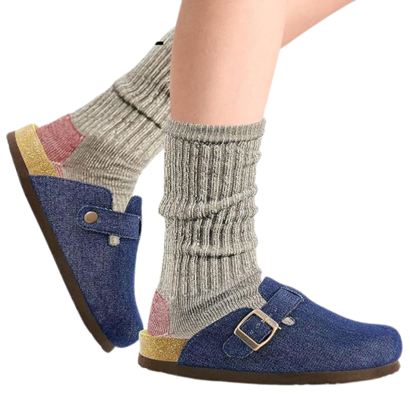 Yeluno Comfort Clogs with Cork Footbed & Memory Foam | Dark Denim - Image 3