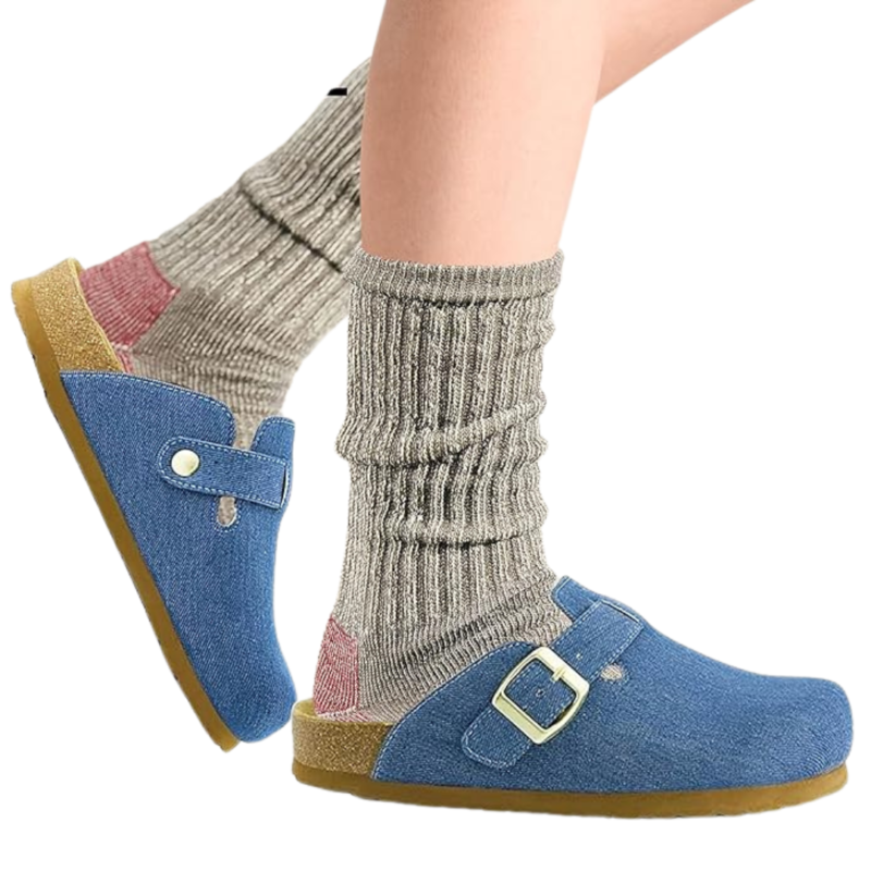 Yeluno Comfort Clogs with Cork Footbed & Memory Foam | Light Denim - Image 3