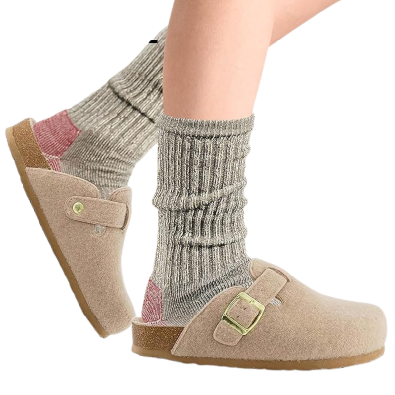 Yeluno Comfort Clogs with Cork Footbed & Memory Foam | Sand Wool - Image 3