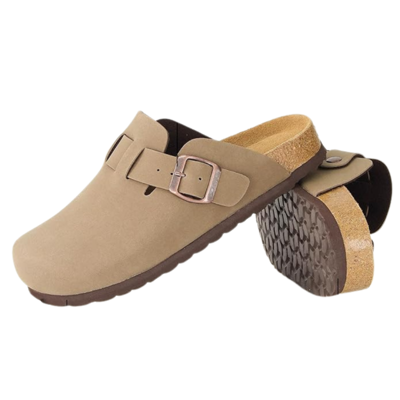 Yeluno Comfort Clogs with Cork Footbed & Memory Foam | Brown - Image 2