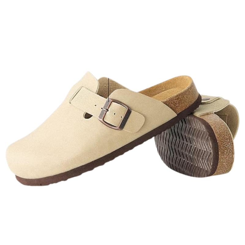 Yeluno Comfort Clogs with Cork Footbed & Memory Foam | Stone - Image 4