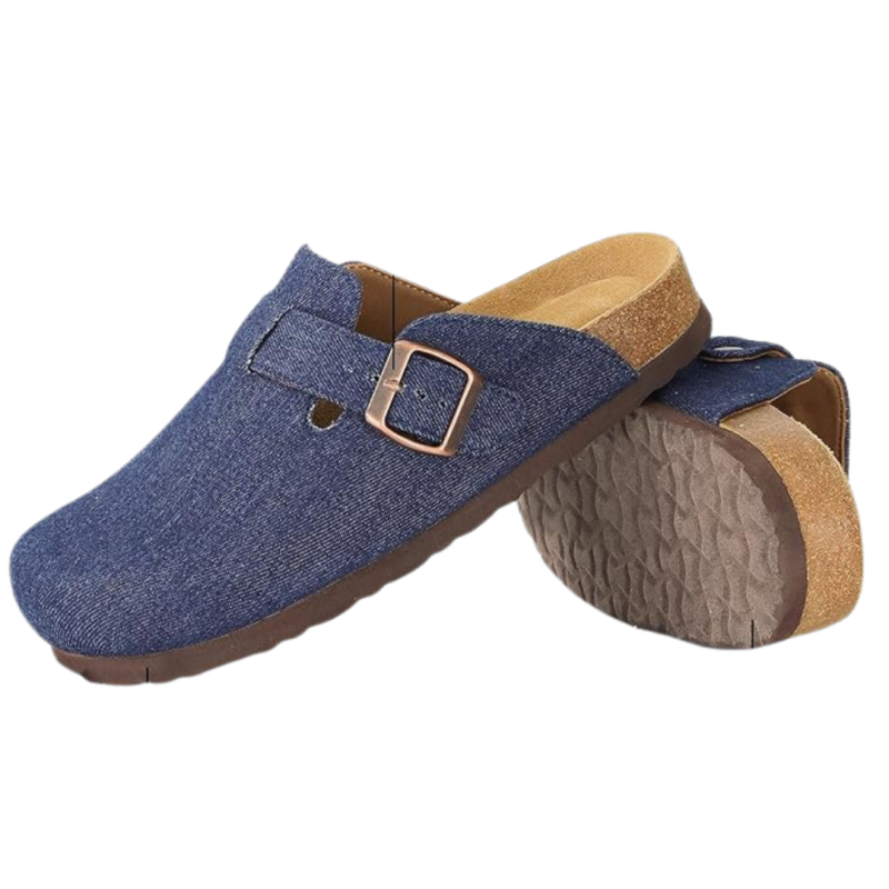 Yeluno Comfort Clogs with Cork Footbed & Memory Foam | Dark Denim - Image 4