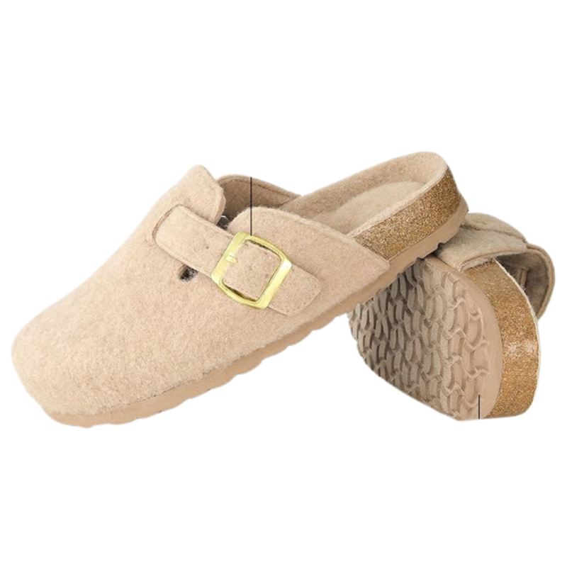 Yeluno Comfort Clogs with Cork Footbed & Memory Foam | Sand Wool - Image 4