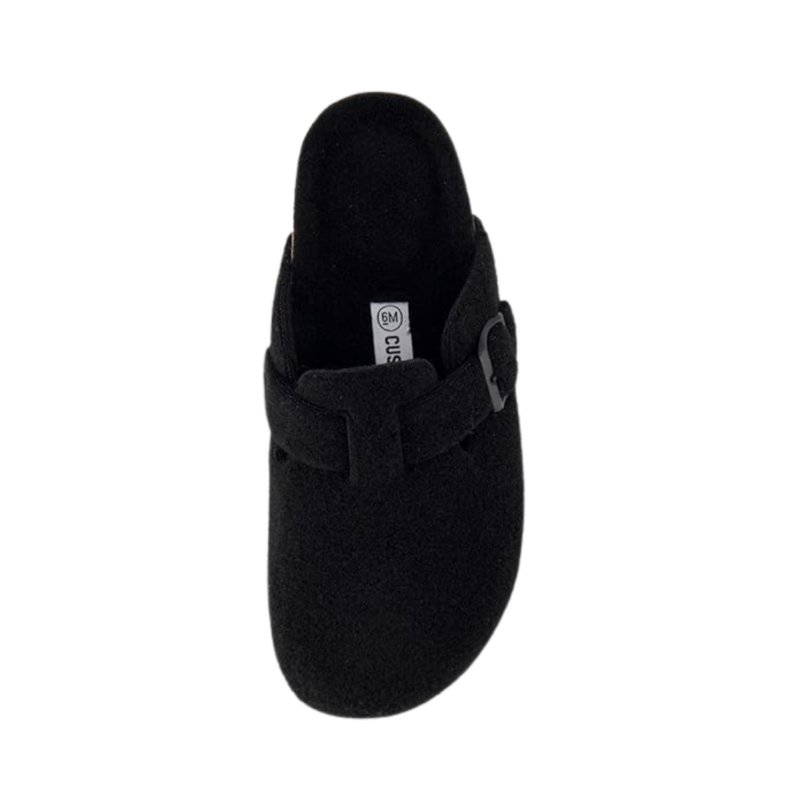 Yeluno Comfort Clogs with Cork Footbed & Memory Foam | Black Wool - Image 5