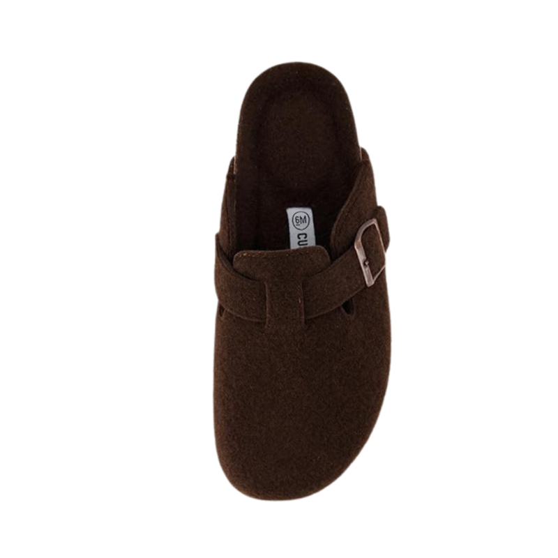 Yeluno Comfort Clogs with Cork Footbed & Memory Foam | Brown Wool - Image 5