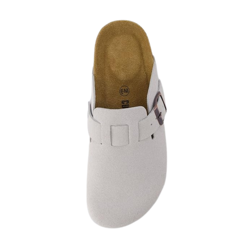 Yeluno Comfort Clogs with Cork Footbed & Memory Foam | Ivory Vegan Suede - Image 5