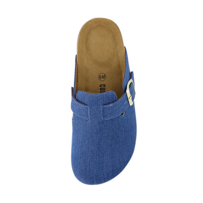 Yeluno Comfort Clogs with Cork Footbed & Memory Foam | Light Denim - Image 5